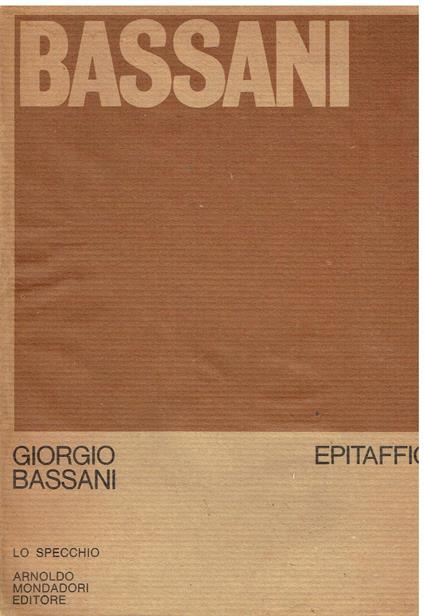 Epitaffio - Giorgio Bassani - copertina