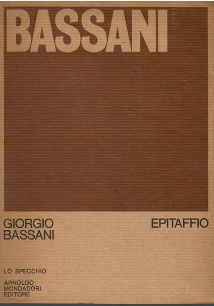 Epitaffio - Giorgio Bassani - copertina