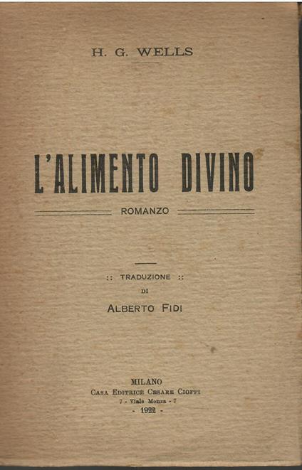 L' alimento divino - Herbert G. Wells - copertina