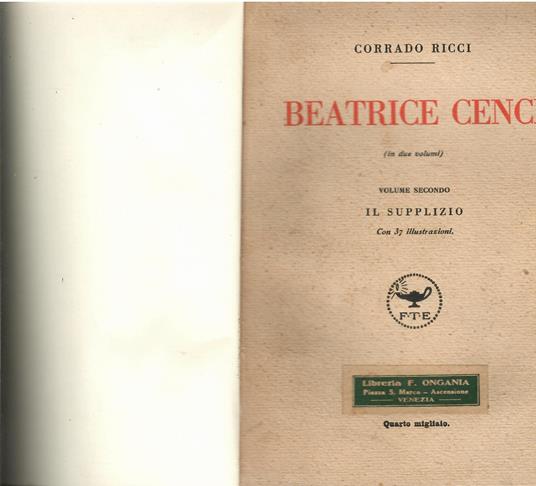 Beatrice Cenci. Il supplizio - Corrado Ricci - copertina