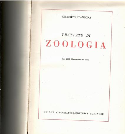 Trattato di zoologia - Umberto D'Ancona - copertina