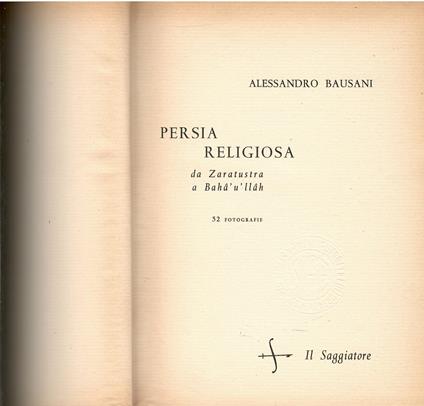 Persia religiosa - Alessandro Bausani - copertina