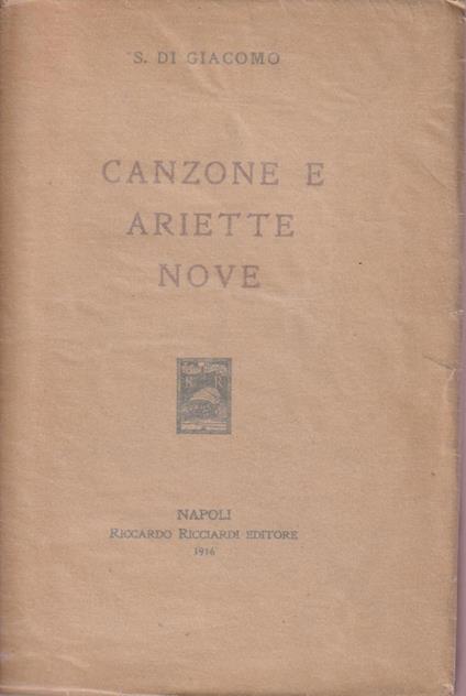 Canzone e ariette nove - Salvatore Di Giacomo - copertina