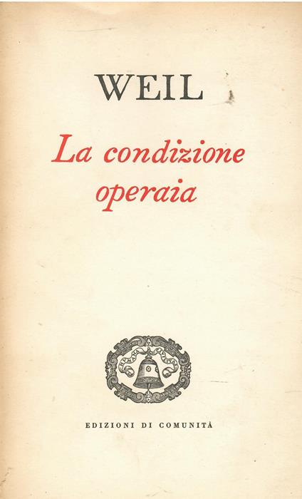 La condizione operaia - Simone Weil - copertina