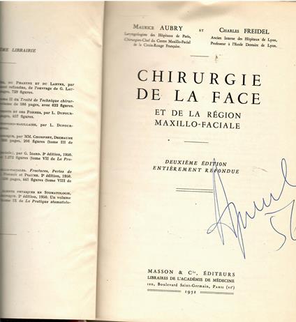 Chirurgie de la Face et de la Région Maxillo-Faciale - Maurice Aubry - copertina