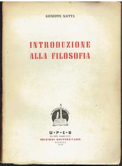 Introduzione alla filosofia - Giuseppe Saitta - copertina