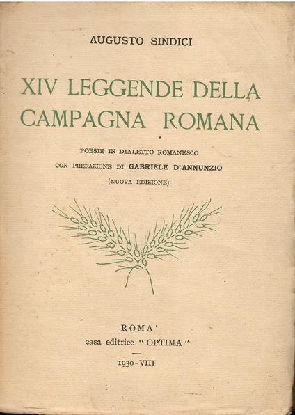 XIV Leggende Della Campagna Romana: Poesie in Dialetto Romanesco - Augusto Sindici - copertina