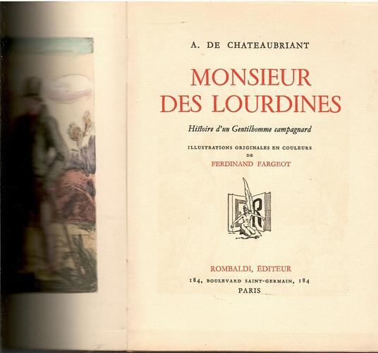 Monsieur Des Lourdines - Alphonse de Chateaubriant - copertina