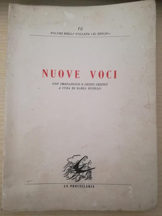 Busillo M. - VOCI NUOVE. CON PREFAZIONE E CENNI CRITICI - copertina