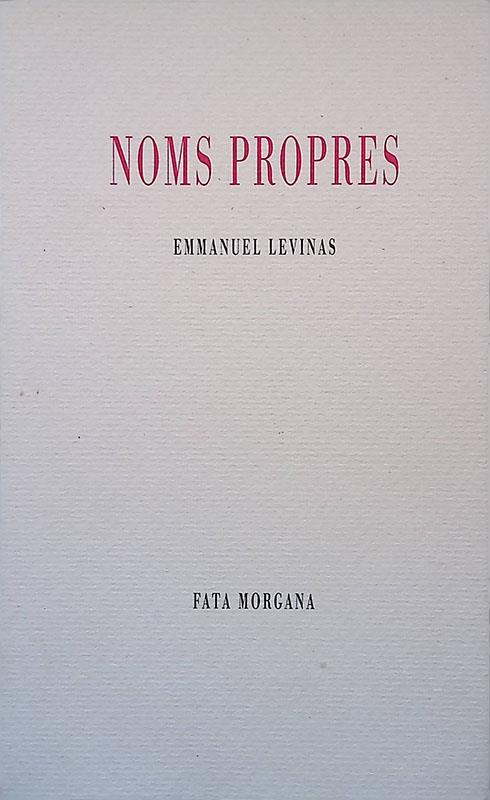 Noms propres - Emmanuel Lévinas - copertina