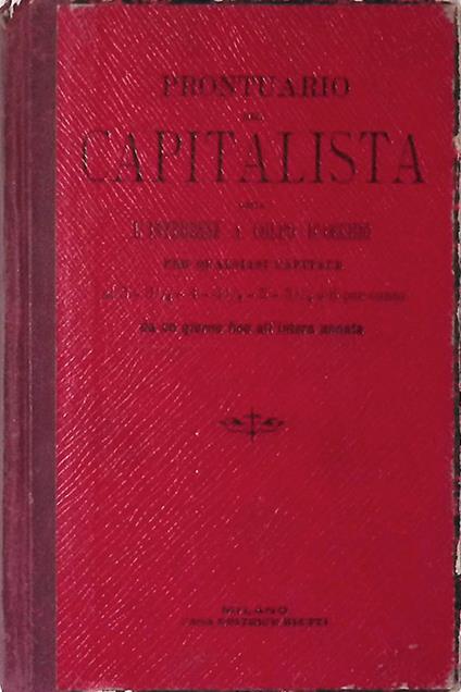 Prontuario del capitalista ossia l'interesse a colpo d'occhio - copertina