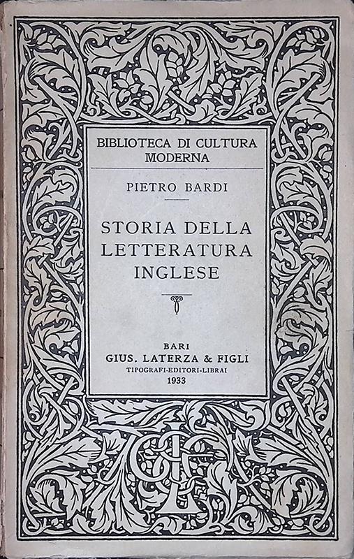 Storia della letteratura inglese - Pietro Bardi - copertina