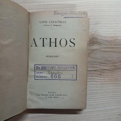 Athos. Romanzo - Luigi Lucatelli - copertina