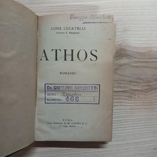 Athos. Romanzo - Luigi Lucatelli - copertina