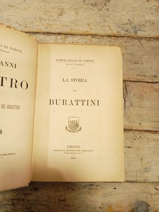 La storia dei burattini, Yorick, PRIMA EDIZIONE 1884 - Pietro Coccoluto Ferrigni - copertina