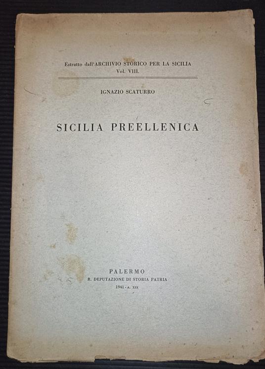 Sicilia preellenica - Ignazio Scaturro - copertina