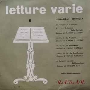 Letture Varie (Ispirazione Religiosa) - Vinile 7'' di Nando Gazzolo