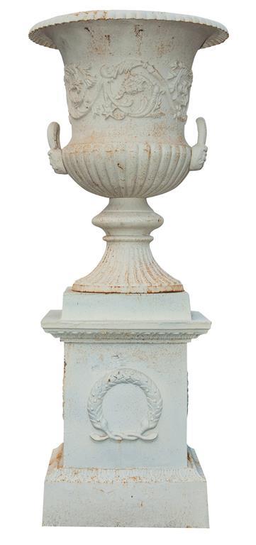 Vaso diam.125xH170 cm con base L92xPR92xH115 cm in fusione di ghisa - 2