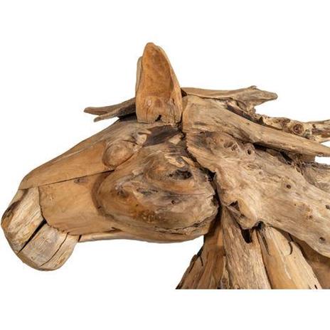 Scultura A Forma Di Testa Di Cavallo In Legno Di Teak Riportato Dal Mare - 2