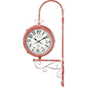 Orologio Bifacciale Da Parete Tipo Stazione In Ferro Finitura Rosso  Anticato - Biscottini - Idee regalo | IBS