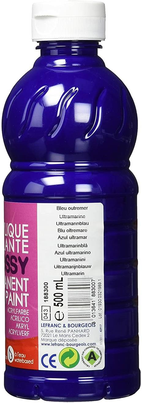 Acrilico brillante Lefranc & Bourgeois Glossy flacone 500ml Blu oltremare - 2