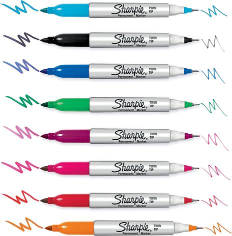 Marcatore SHARPIE TWIN TIP in blister da 8 pz, Nero, Rosso, Turchese, Magenta, Lime, Viola, Blu Navy, Blu Sky - 4