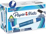 Papermate Pennarelli per Lavagna Quasi Inodore, Punta a Scalpello, Inchiostro Blu, 12 Pezzi