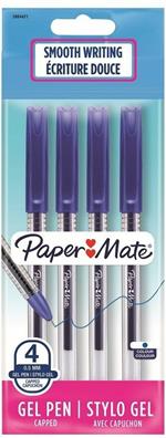 Penna a inchiosto Papermate PM Jiffy Gel punta da 0,5 mm Blu - Confezione da 4