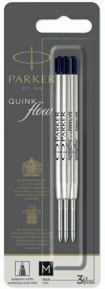 Parker QuinkFlow Refill per penne a sfera, Punta fine, Inchiostro nero -  Refill per Penne a Sfera