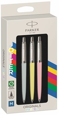 PARKER Set di tre penne nere, blu scuro e bianche e una…