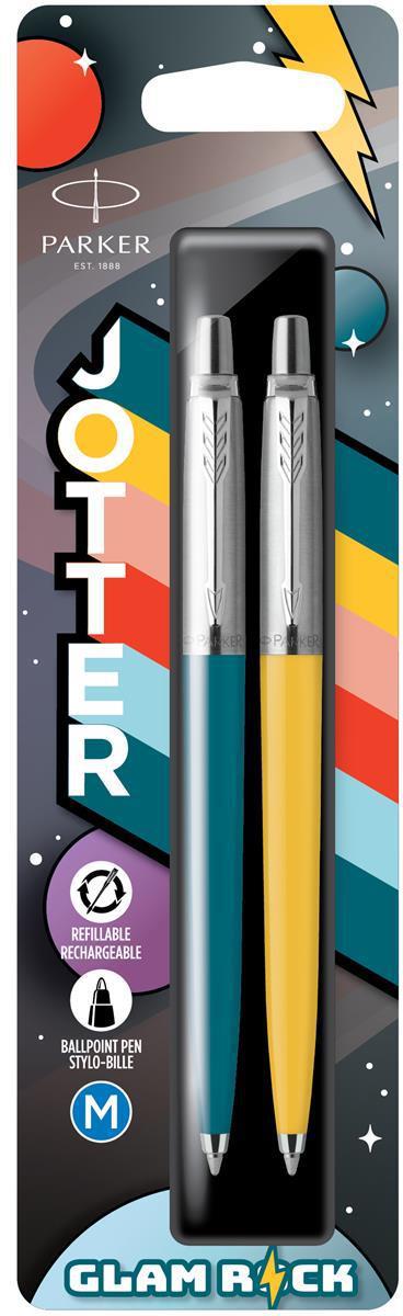 Parker Jotter Originals penne a sfera, Collezione Glam Rock, Azure Blue e  Vermilion, Inchiostro blu, 2 pezzi