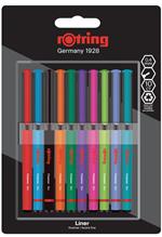 Rotring Fineliner, Punta ad ago 0.4mm, Confezione da 10 pezzi in colori assortiti