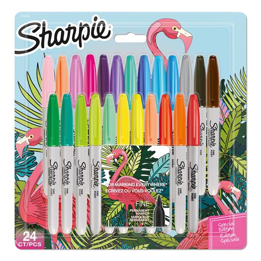 Sharpie Pennarelli indelebili, punta fine, Flamingo e colori originali  assortiti, confezione da 24 - Sharpie - Cartoleria e scuola | IBS