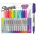 Pennarelli indelebili Sharpie Glam Pop. Punta fine per dettagli decisi. Colori assortiti. 12 pennarelli