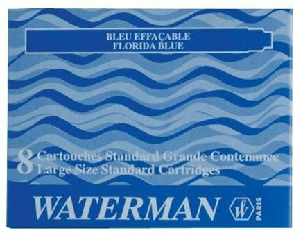 Cartucce standard per stilografica Waterman blu. Confezione da 8