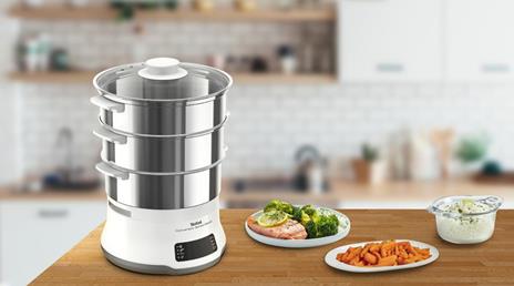 Tefal Convenient Series Deluxe VC502D10 pentola a vapore 3 cestello/i Superficie piana 900 W Acciaio inossidabile, Bianco - 10