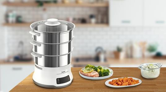 Tefal Convenient Series Deluxe VC502D10 pentola a vapore 3 cestello/i Superficie piana 900 W Acciaio inossidabile, Bianco - 10