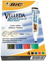 Marcatore per lavagne Bic Velleda 1,5 mm. Confezione da 4 colori assortiti