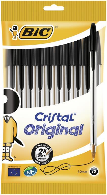 BIC 10 penna a sfera Cristal original Nero