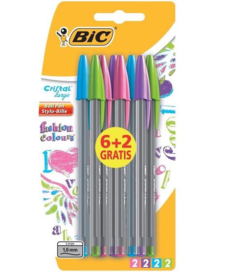 BIC Cristal Large Fashion Colours Blu, Verde, Rosa, Porpora Penna a sfera 8 pezzo(i) - 2