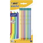 BIC Evolution Stripes Matite In Grafite HB Con Gomma, Colori del Fusto Assortiti, Confezione da 8 Matite, per Scrivere a Scuola