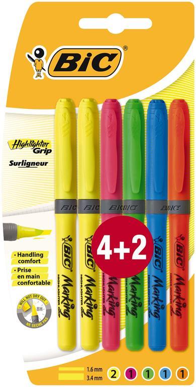 BIC 829577 evidenziatore 6 pezzo(i) Blu, Verde, Arancione, Rosa, Giallo