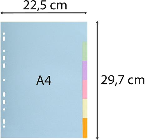 Divisori neutri 6 tasti A4 - Cartoncino riciclato 170 g/mq - 5