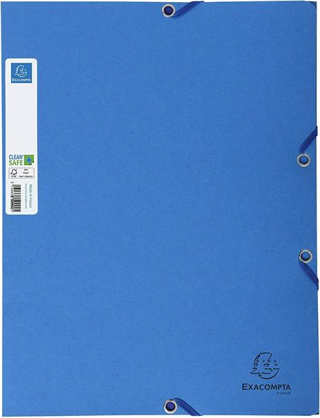 Cartelletta 3 lembi con eslatico. Clean'Safe® antibatteriche blu A4