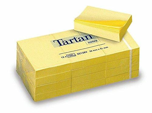 3M Post-it. 100 Foglietti Tartan Colore Giallo Light 38x51mm