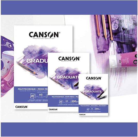 Blocco Canson Graduate Mix Media A4 200 Gr 20 Fogli - 3