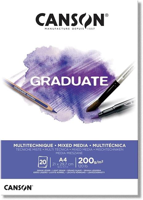 Blocco Canson Graduate Mix Media A4 200 Gr 20 Fogli - 4