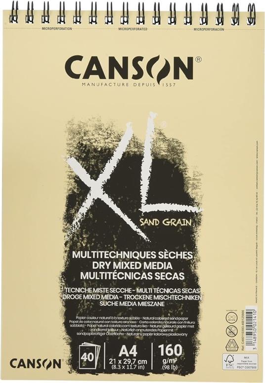 Blocco Canson Xl Sand Grain Mixmedia Effetto Sabbiato Naturale A4 160 Gr 40 Fg