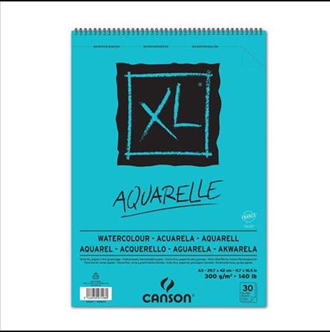 Canson Blocco A3 Xl Aquarelle 30 Fogli 300 G/mq Gf Spirale Su Lato Corto, Fogli Microperforati - 2