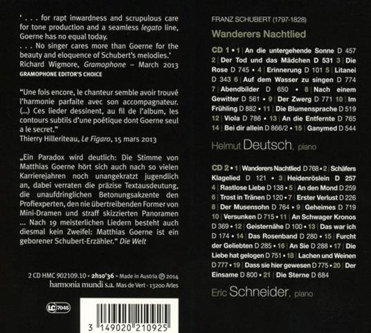 Wanderers Nachtlied - CD Audio di Franz Schubert,Matthias Goerne - 2